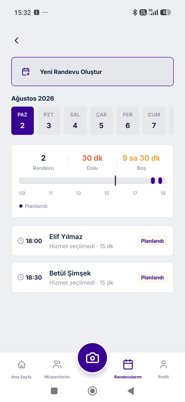 Randevu sistemi ekranı 1