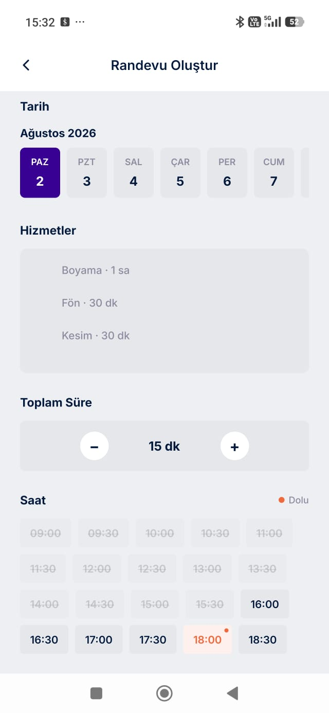Randevu sistemi ekranı 2