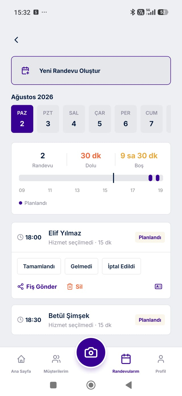 Randevu sistemi ekranı 3
